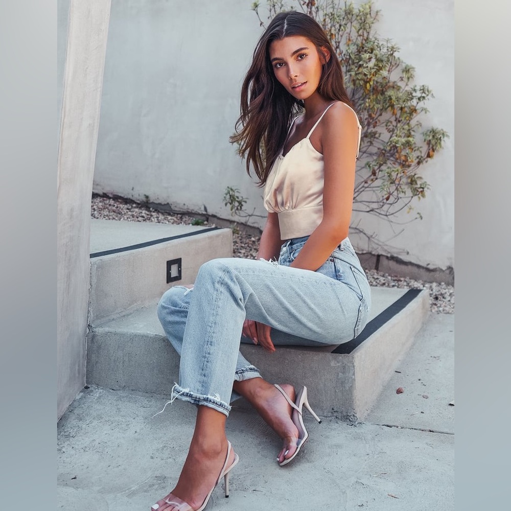Lulu’s champagne satin luxe tank